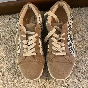 Leopard and tan sneakers